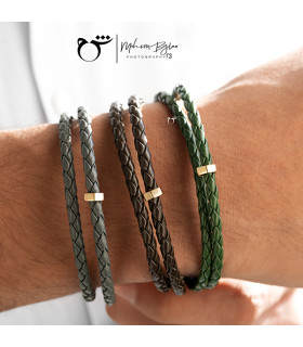 مردانه دستبند مهره چرم قهوه ای- گالری شیدا مجد