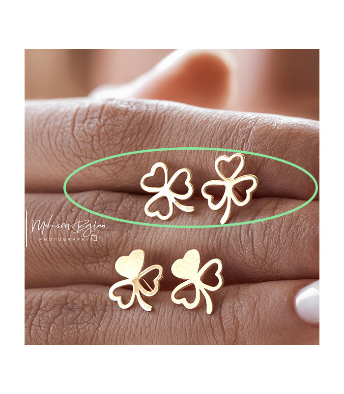 گوشواره شبدر تو خالی-گالری شیدا مجد