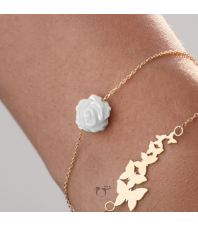 دستبند زنجیری طلا رز سفید