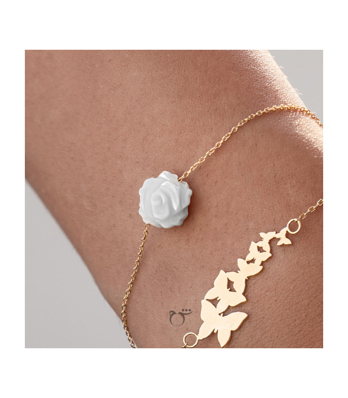 دستبند زنجیری طلا رز سفید
