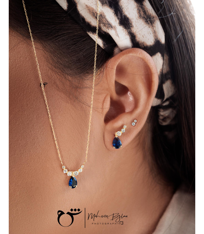 گردنبند طلا طرح ارمغان یاقوت کبود