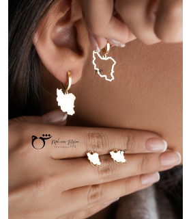 گوشواره حلقه ای طلا طرح ایران پر و خالی-گالری شیدا مجد