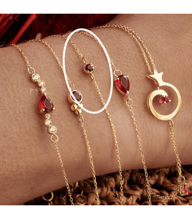 دستبند تک نگین گارنت زنجیری-گالری شیدا مجد