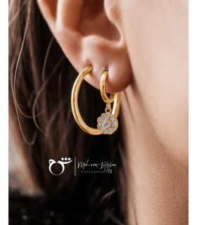 گوشواره حلقه ای طلا طرح فلاور بزرگ-گالری شیدا مجد