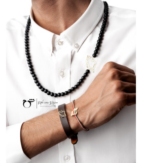 مردانه دستبند نقشه ایران چرم قهوه ای پهن- گالری شیدا مجد