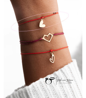 دستبند قلب توپر نخی قرمز-گالری شیدا مجد