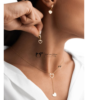 گوشواره حلقه ای طلا طرح قلب پر و خالی - گالری شیدا مجد