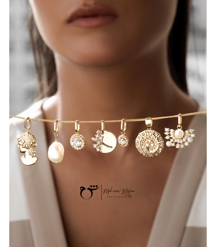 آویز نیمه دایره نگینی مروارید-گالری شیدا مجد