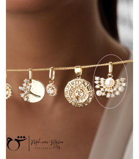 آویز نیمه دایره نگینی مروارید-گالری شیدا مجد