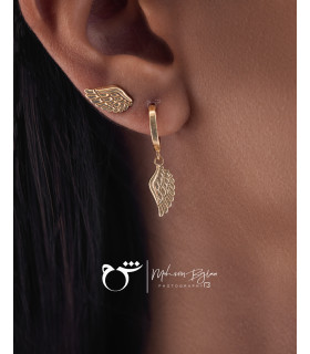 گوشواره حلقه ای طلا طرح بال فرشته-گالری شیدا مجد