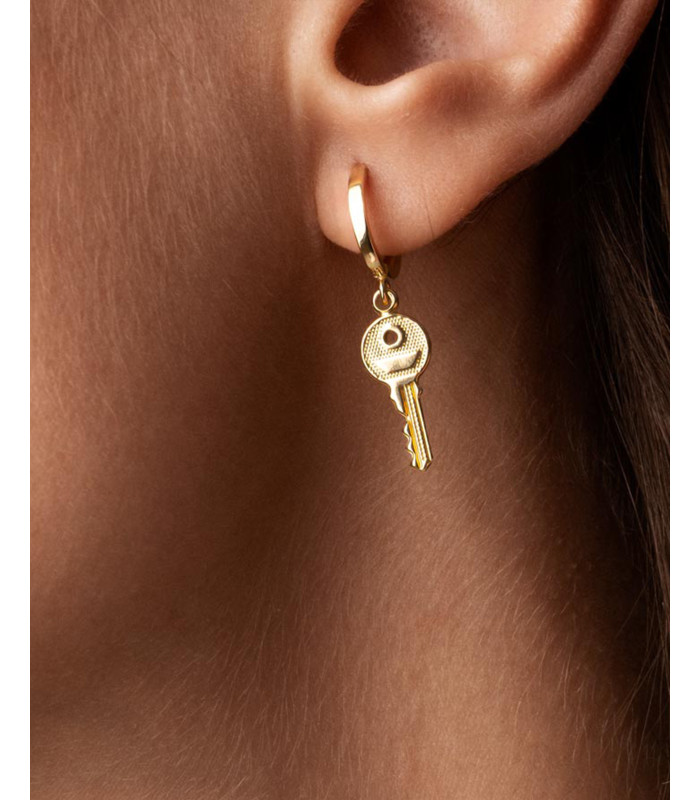 گوشواره حلقه ای طلا طرح کلید قدیمی-گالری شیدا مجد