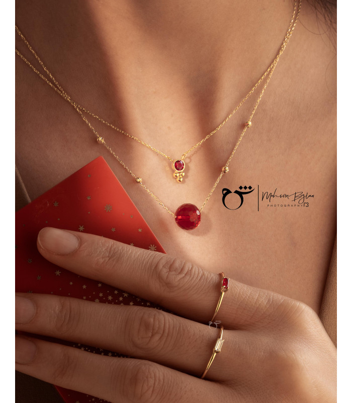 گردنبند گوارسه و نگین گارنت-گالری شیدا مجد