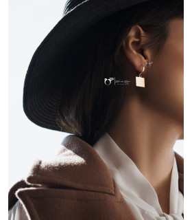 گوشواره حلقه ای طلا طرح مربع پر و خالی-گالری شیدا مجد