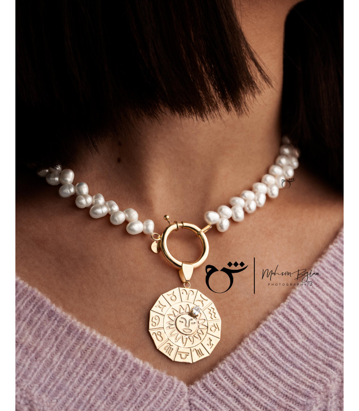 گردنبند قفل مدبر گندمی-گالری شیدا مجد