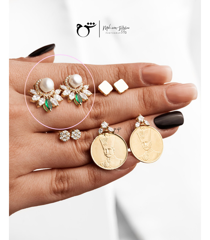 گوشواره مارکیز مروارید تورمالین-گالری شیدا مجد