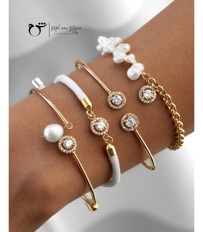 دستبند تخمه بندی سفید- گالری شیدامجد