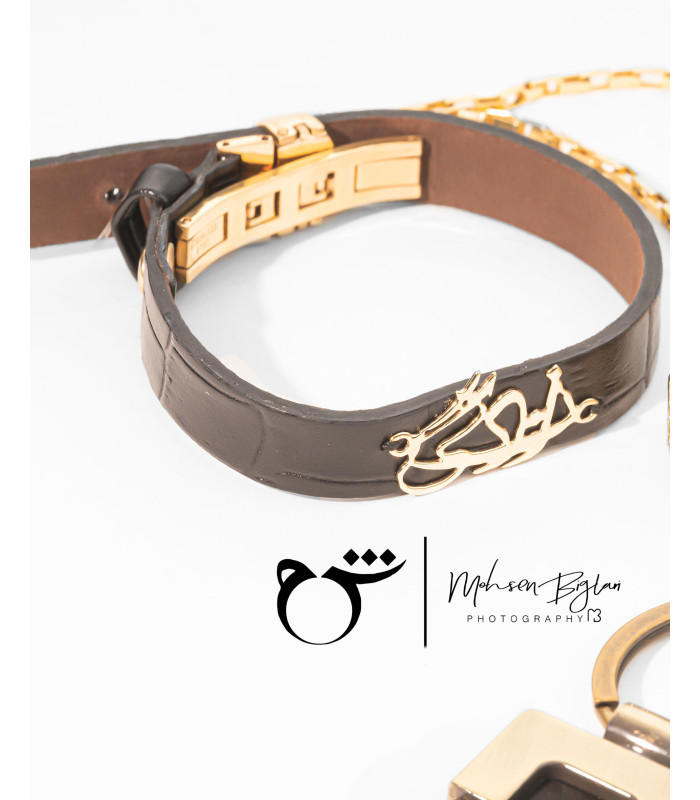 مردانه دستبند زندگی و چرم مشکی-گالری  شیدا مجد