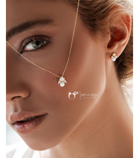 گوشواره میخی طلا طرح بالیو زیرکن