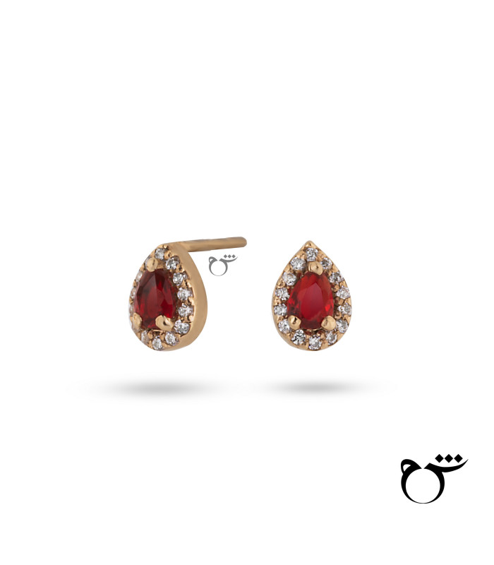 گوشواره اشک نگینی گارنت - گالری شیدا مجد
