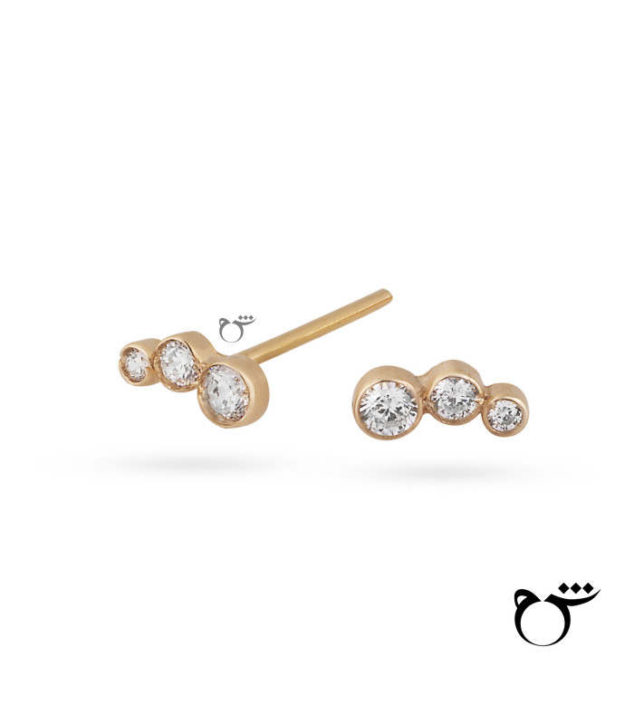 گوشواره سه نگین-گالری طلا شیدا مجد