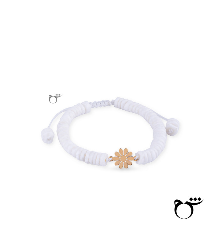 دستبند گل بابونه صدف سفید-گالری طلا شیدا مجد