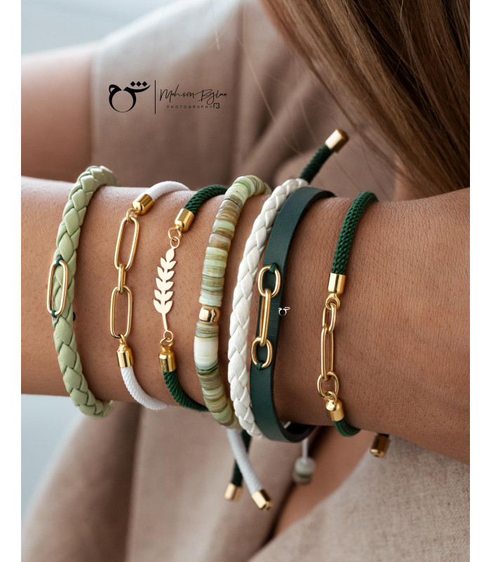 دستبند دولینک بندی سبز-گالری طلا شیدا مجد