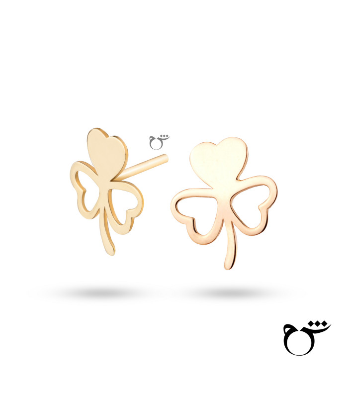 گوشواره میخی طلا طرح شبدر نیمه پر