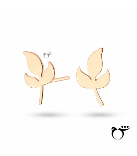 گوشواره میخی طلا طرح برگ سبز
