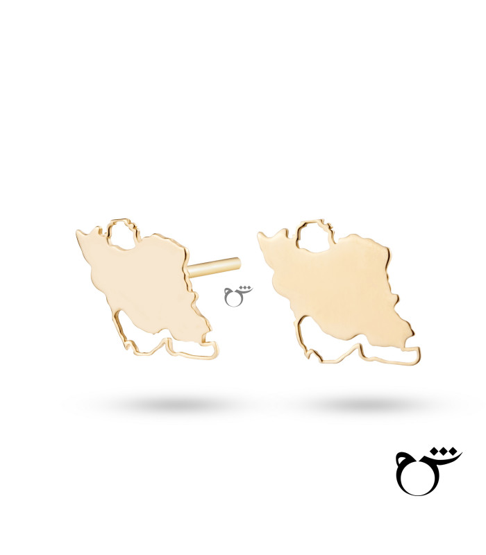 گوشواره میخی طلا طرح نقشه ایران