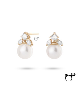 گوشواره میخی طلا طرح بالیو زیرکن