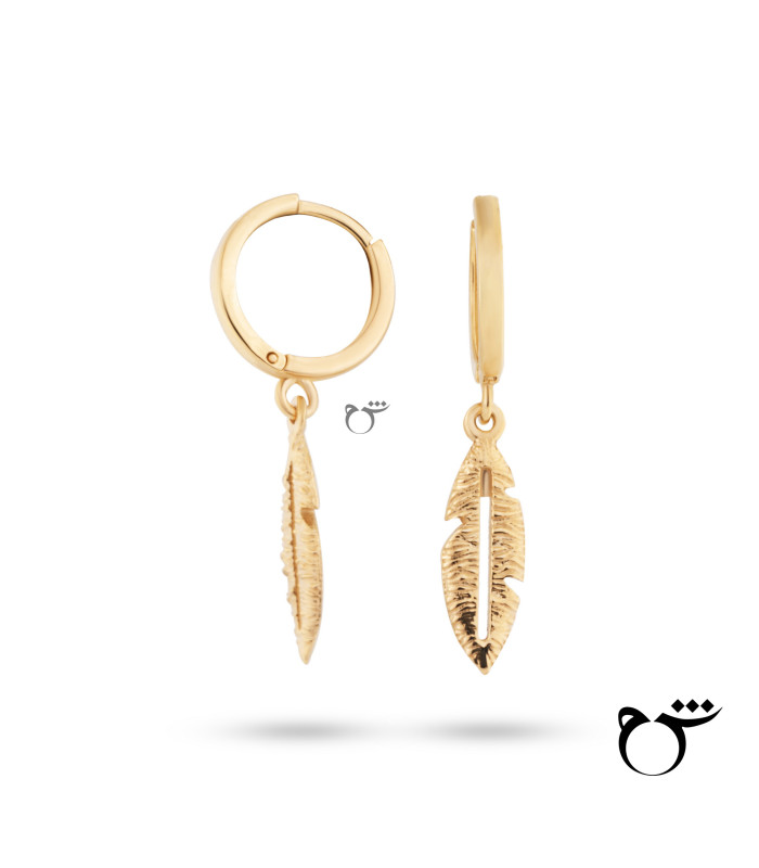 گوشواره حلقه ای طلا طرح پر- گالری شیدا مجد