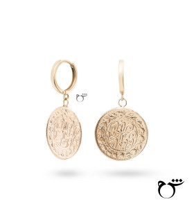 گوشواره حلقه ای طلا طرح سکه ناصری - گالری شیدا مجد