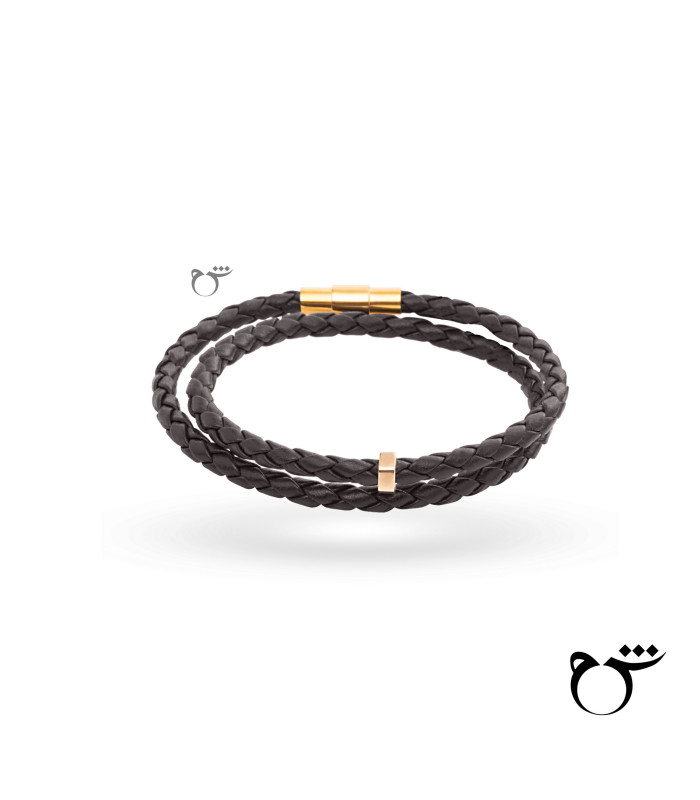 مردانه دستبند مهره چرم مشکی