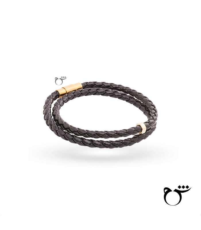 مردانه دستبند مهره چرم مشکی-گالری شیدا مجد