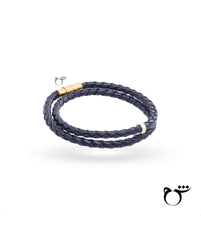 مردانه دستبند مهره چرم سورمه ای-گالری شیدا مجد