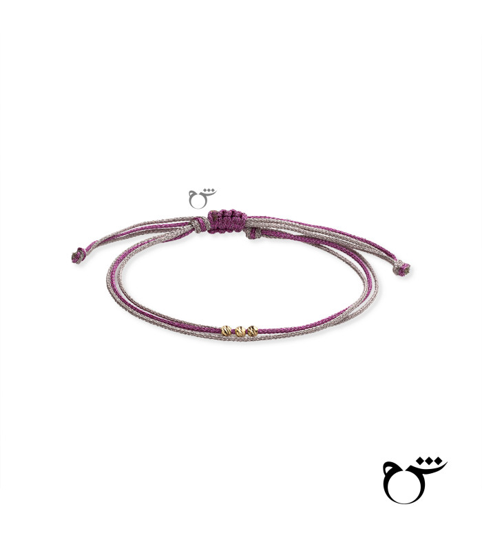 دستبند 3 البرنارد نخی لمه سرخابی رزگلد-گالری شیدا مجد