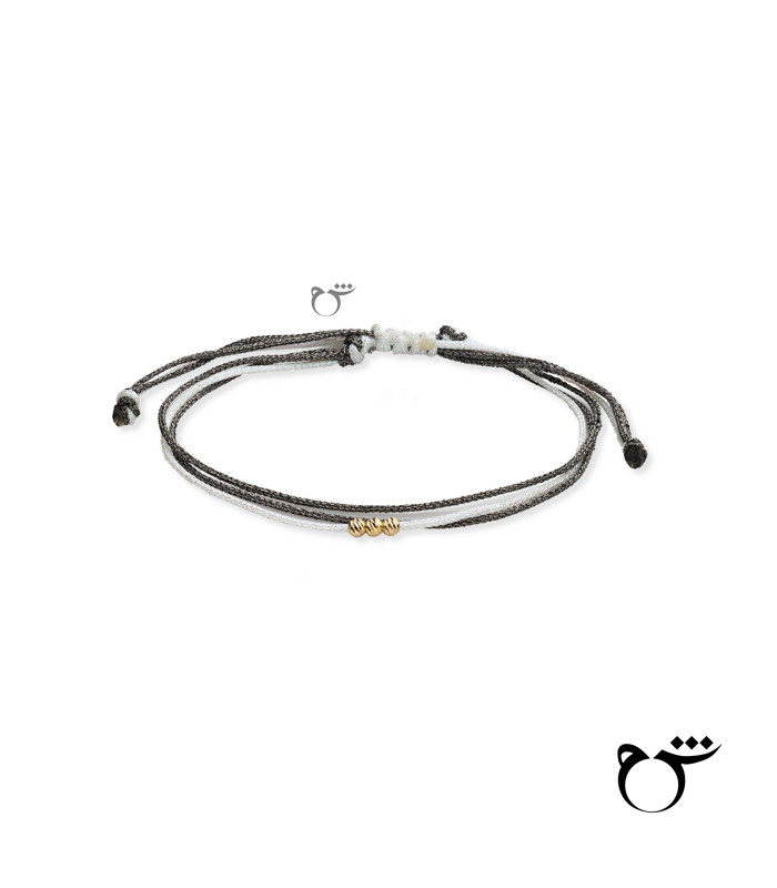 دستبند 3 البرنارد نخی لمه سفید طوسی تیره