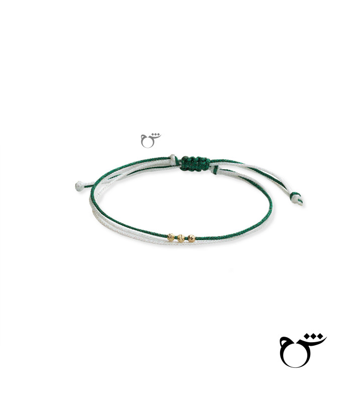 دستبند 3 البرنارد نخی لمه سفید سبز-گالری شیدا مجد