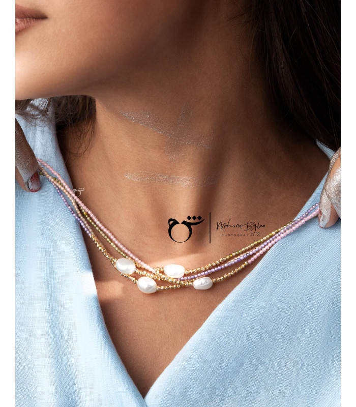 گردنبند البرنارد باروک و سواروسکی کرم