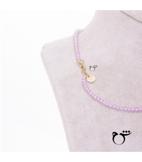 کودک گردنبند جوجه تیغی میناکاری سنگی صورتی-گالری شیدا مجد