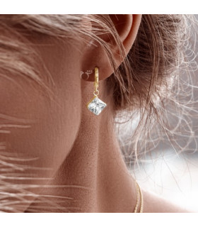 گوشواره حلقه ای طلا طرح پرنس زیرکن-گالری شیدا مجد