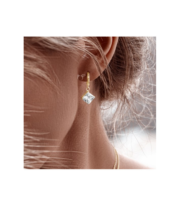 گوشواره حلقه ای طلا طرح پرنس زیرکن-گالری شیدا مجد