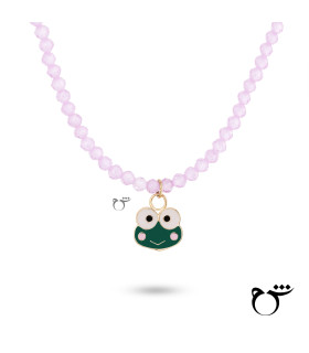 کودک گردنبند قورباغه سواروسکی صورتی