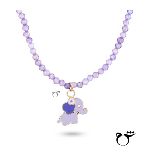 کودک گردنبند فیل میناکاری سنگی بنفش