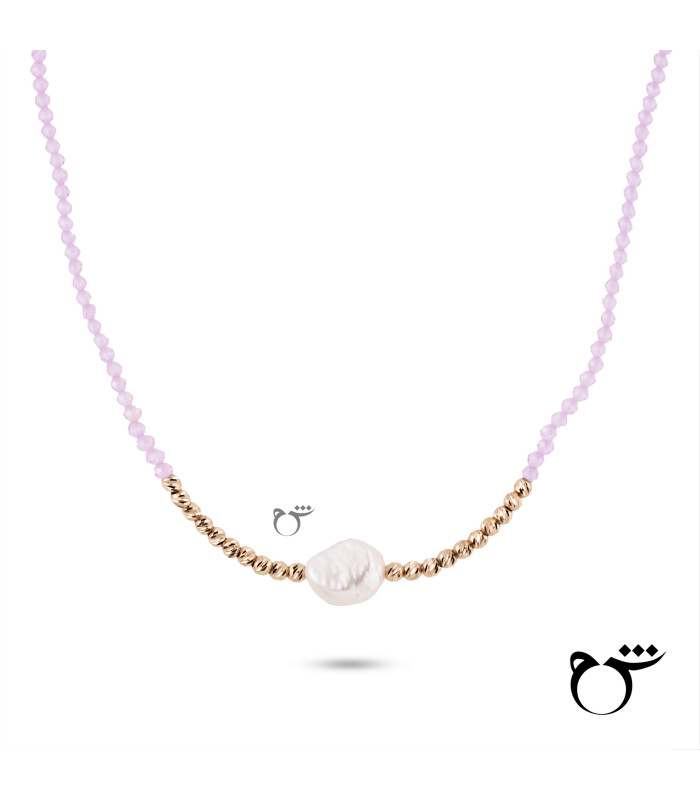 گردنبند البرنارد باروک و سواروسکی صورتی