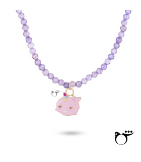 کودک گردنبند دلفین میناکاری سنگی بنفش