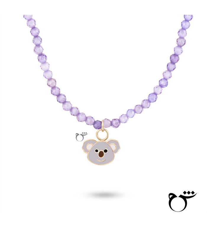 کودک گردنبند کوآلا میناکاری سواروسکی بنفش-گالری شیدا مجد