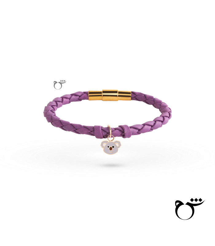 کودک دستبند کوآلا میناکاری چرم بنفش-گالری شیدا مجد