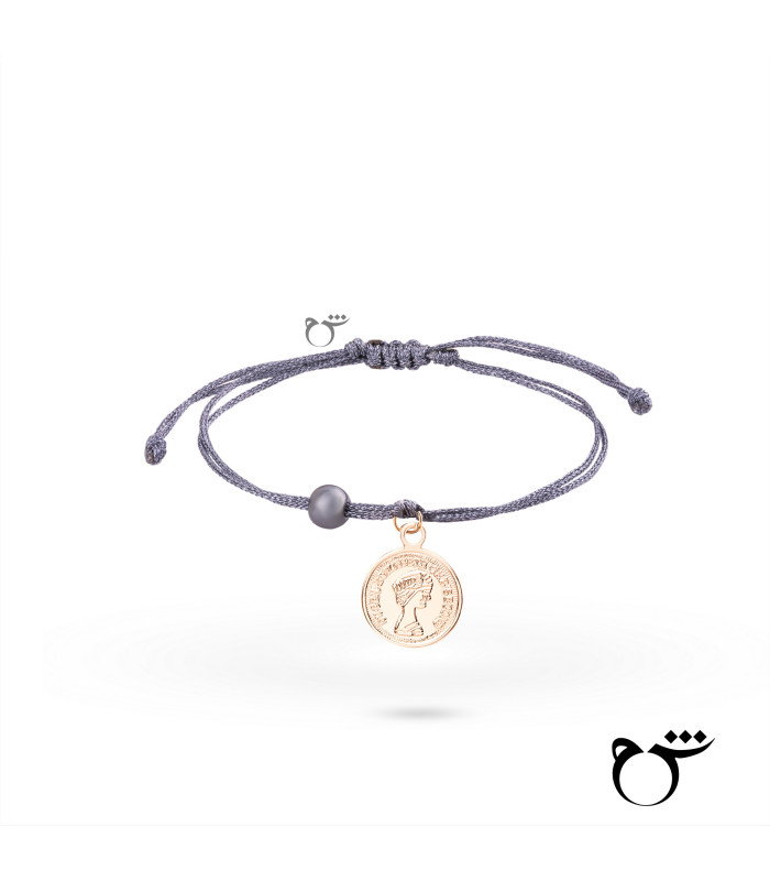 دستبند سکه ملکه نخی لمه دودی