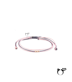 دستبند 3 البرنارد نخی لمه گلبهی طوسی-گالری شیدا مجد